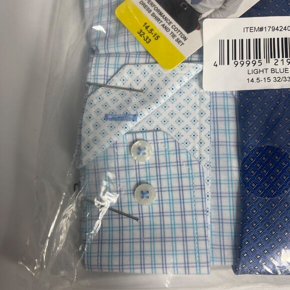 Nick Graham Men’s Dress Shirt & Tie Set Light Blue 14-15 32/33 Modern Fit NWT - Picture 7 of 12